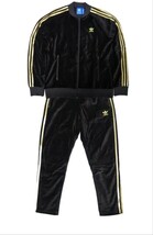 ◎ほぼ未使用◎超高級◎激シブ◎adidas originals アディダス金ロゴ別珍ベロアジャージセットアップ上下 size L ダークブラウン×ゴールド_画像1