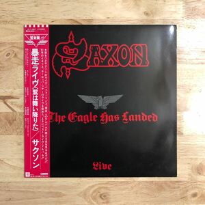 LP 美品 SAXON サクソン/THE EAGLE HAS LANDED 暴走ライヴ 鷲は舞い降りた['82作:帯:解説付き:CARRERE P-11227]