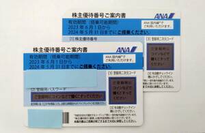 【番号通知】 ANA 全日空 株主優待券 2枚 2024/5/31まで