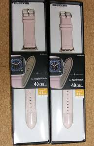 【2個】エレコム Apple Watch ハイブリッドレザーバンド 40 / 38 mm アップルウォッチ バンド ピンク　AW-40BDLHVPN 4549550207270　