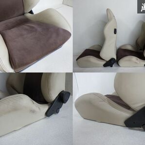 ★売り切り★ 張り替え品 RECARO レカロ SR-3 汎用 セミバケット セミバケ シート 底止め 左右セット 2脚 アイボリー×ブラウン 即納 棚N-2の画像7