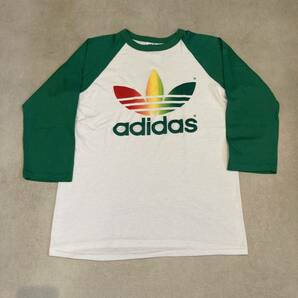 USA製 adidas Tee vintage Tシャツ 中古 M レインボー アディダス ロゴ トレフォイル ビンテージ マルチの画像1