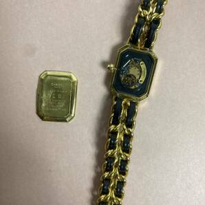 １円スタートCHANEL プルミエール 腕時計 ２つセット まとめ ゴールド 稼働品 ブラック レザー エルサイズ ×2の画像3
