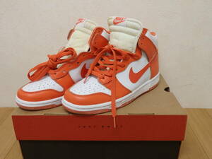 F50-6.4) NIKE / ナイキ　DUNK HIGH LE / ダンクハイ　WHITE / ORANGE　26.5cm　ハイカットスニーカー　オレンジ　ジャンク品