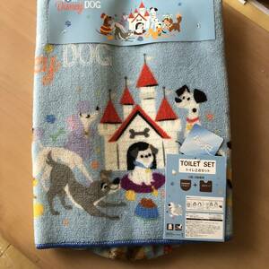 新品　Disney トイレ2点セット フタカバー トイレマット 足元マット 蓋カバー U型 O型 滑り止め 丸洗いok 〔ドッグ〕