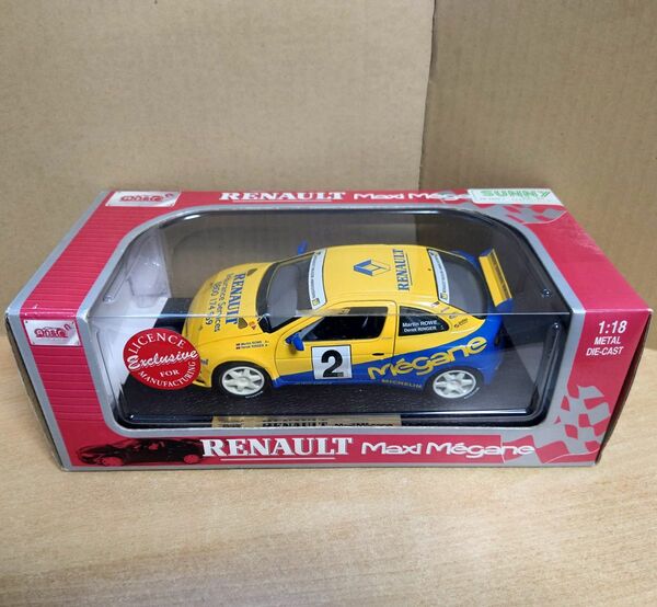 1/18 ルノーメガーヌ RENAULT Maxi Megane #2 イエロー×ブルー ANSON製ミニカー