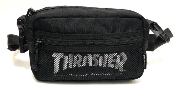 THRASHER スラッシャー 2404084 ショルダーバッグ ブラック ロゴ 黒 ナイロン メッシュ
