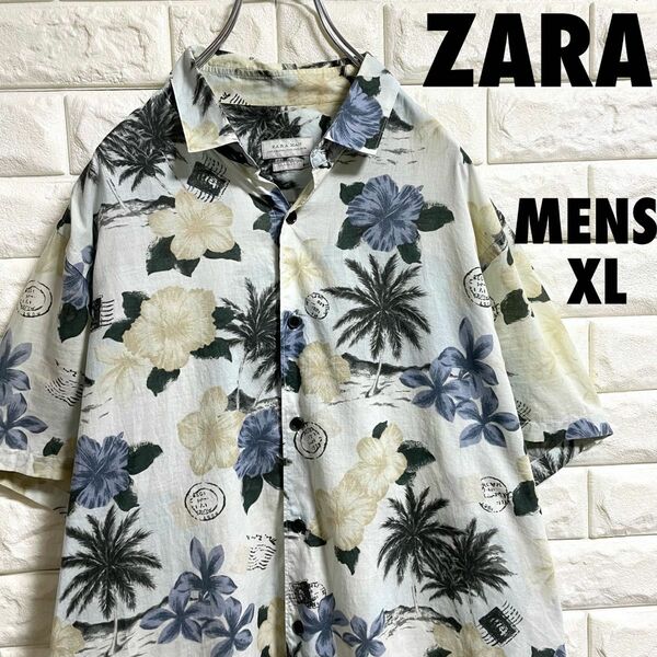 ZARA ザラ　アロハシャツ　総柄シャツ　メンズXLサイズ