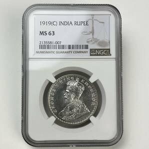 ◆1円〜 1919C MS63 英領インド 1ルピー 銀貨 NGC ジョージ5世 アンティークコイン 貨幣 硬貨 銀貨 金貨 世界 (管理C37)の画像3