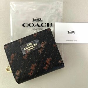 【新品未使用】COACH コーチ ホースアンドキャリッジ 二つ折り財布 ブラック