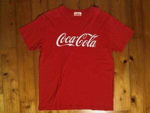 ☆色落ち有☆コカ・コーラ☆Coca/Cola☆ロゴプリント 半袖Tシャツ コットンTシャツ M 赤 レッド