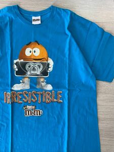 美品 m&m's Tシャツ ビッグ 大きめ オーバーサイズ チョコレート XL ターコイズブルー 