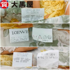 【大黒屋82】LOEWE ロエベ シャツ ブラウス 40 シルク 絹 サテンシャツ ベージュ スカーフ柄 総柄 スペイン ヴィンテージの画像10