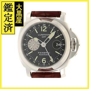 PANERAI パネライ 腕時計 ルミノールGMT PAM00088 ブラック文字盤 ステンレススティール／クロコベルト 2009年並行品【472】