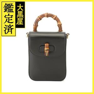 GUCCI　グッチ　バンブーミニハンドバッグ　ブラック　レザー【471】I