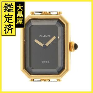 CHANEL Chanel wristwatch Premiere L H0001 Gold plating / leather black face L size quarts [472]SJ