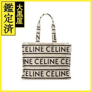 CELINE　セリーヌ　ラージかばん　ホワイト／ブラック　キャンバス　トートバッグ　【471】L