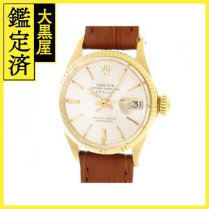 1965 year made ROLEX oyster Perpetual Date 6517 Cal.1160 yellow gold / leather 2143400206929 [207]