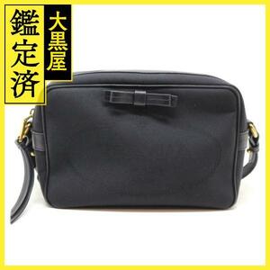 PRADA　プラダ　リボンショルダーバッグ　ブラック　キャンバス/レザー　1BH089　2148103641930　【200】