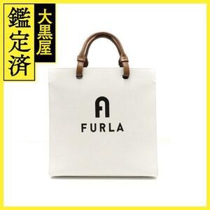 FURLA　フルラ　ヴァーシティスタイル　2wayバッグ　ラージ　ホワイト/ブラック　レザー　【431】