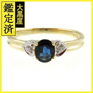 JEWELRY　ジュエリー　リング　K18YG/WG　サファイア　ダイヤモンド0.06ct　約2.0g　14号　2120000275913　【207】