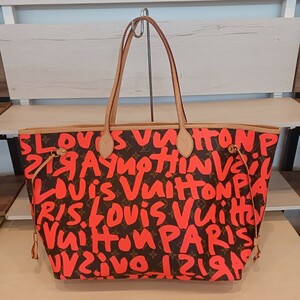 ●D★442 ルイ ヴィトン LOUIS VUITTON モノグラム グラフィティ ネヴァーフル GM トート バッグ オランジュ M93702 ゴールド 金具 