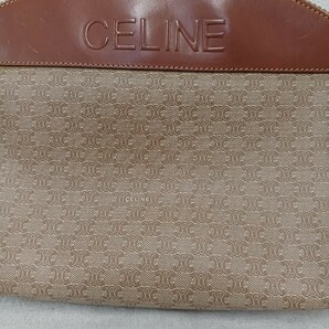 WA★458 CELINE セリーヌ マカダム クラッチバッグ ポーチ レザー 本革 28cm×20cm マチ8cm の画像3