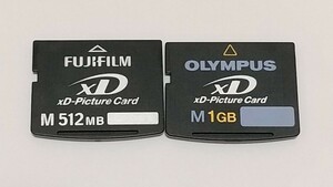 2枚セット XDピクチャーカード 1GB 512MB used XDカード XDメモリーカード ジャンク扱い OLYMPUS FUJIFILM