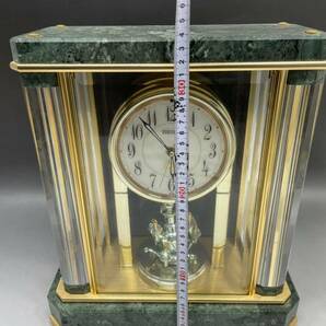 SEIKO HW926G 内閣総理大臣贈 置時計 オルゴール機能付 電波時計 現状品 動作品 オルゴールも確認済 蛇紋石カットガラス枠 約11.7kgの画像8