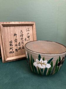 尾形乾山 造 色絵 菖蒲 茶碗 仕覆 円能斎 書付　骨董品