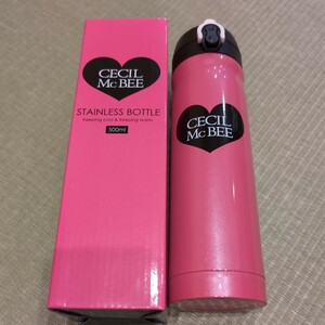 ステンレスボトル　水筒★ワンプッシュステンレスボトル　500ml　CECILE Mc BEE 　ハート　ピンク