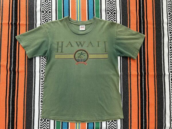 送料無料 アンビル anvil Tシャツ USA製 ハワイ アンヴィル ヴィンテージ Mサイズ グリーン 丸胴 アメリカ製 コットン100% 綿 スウェット