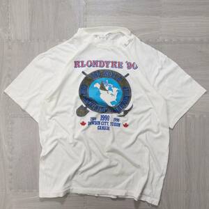 古着 90s カナダ ユーコン ゴールドラッシュ コンテスト Tシャツ トップス メンズL ホワイト シングルステッチ