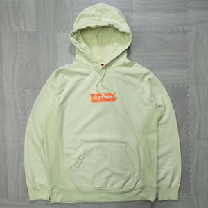 古着 00s Supreme シュプリーム BOXロゴ スウェットパーカー 17AW ペールライム メンズXL相当