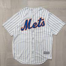 古着 00s Majestic マジェスティック NY Mets ニューヨークメッツ ベースボールシャツ 半袖シャツ トップス メンズM ホワイト USA製_画像1