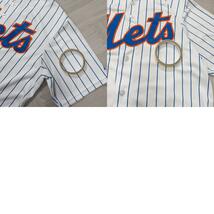 古着 00s Majestic マジェスティック NY Mets ニューヨークメッツ ベースボールシャツ 半袖シャツ トップス メンズM ホワイト USA製_画像10