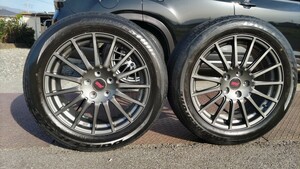 STI 18インチ 7.5J＋55 PCD114.3 5穴 ガンメタ BS DUELER H/P 225/55R18 2018年製 ２本