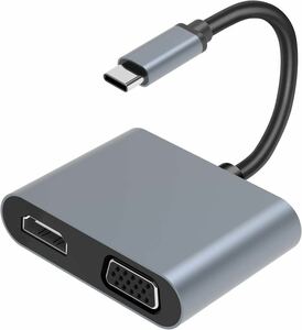 USB C ハブ Type C ハブ VGA HDMI アダプタ 2in1 変換 アダプター 4K@30Hz HDMI / 1080P VGA UHD コンバータ USB ハブ HDMI 