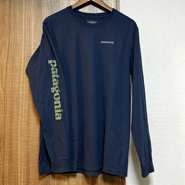 patagonia(パタゴニア)長袖 袖ロゴTシャツ ロンT 紺M