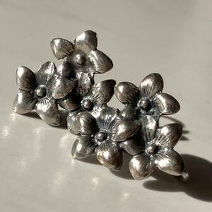  flower three wheel. earrings sterling silver silver made 