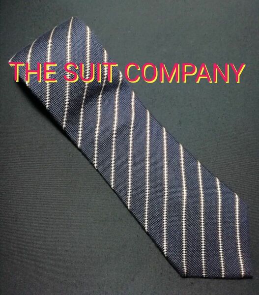 【USED極美品】ネクタイ　スーツカンパニー　THE SUIT COMPANY　ネイビー　ストライプ　大剣9.3㌢