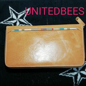 【未使用品／レア】長財布　UNITEDBEESポーチ　クラッチバッグ　　セカンドバッグ　本革　レザー　ロングウォレット