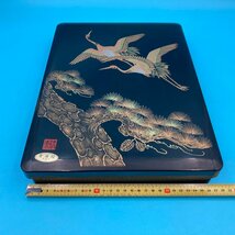 【10146P059】金蒔絵漆器 東橋 文箱 硯箱 飾箱 道具箱 漆芸 工芸品 鶴と松 56.5㎝×27.5㎝ 箱 蓋つき 和 コレクション_画像7