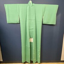 【10350O007】付下げ 着物 緑 花柄 上品 可愛い 略礼装 お茶会 パーティー お出かけ 入学式 卒業式 街着 正絹 一つ紋 和服 和装 フォーマル_画像3