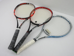 n76361-ty 中古品3本 テニスラケット 硬式用 プリンス ハリアー、バボラ Babolat 、プリンス オースリー(O3) スピードポート [115-240422]