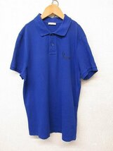 k6642：モンクレール MONCLER 鹿の子 半袖ポロシャツ M 青ブルー/ロゴラバー メンズ紳士/トルコ製：35_画像1