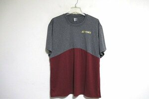 N6821:未使用YONEX（ヨネックス）日本バドミントン専門店会オリジナル ユニプラクティスTシャツ/灰×バーガンディ/XL