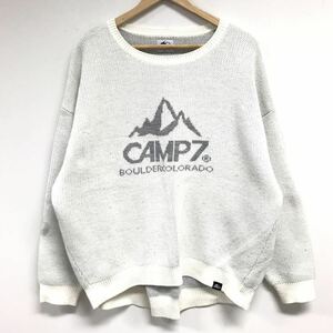 イチオシ！【CAMP7】 キャンプセブン セーター クルーネック ニット アメカジ アウトドア 古着 ワイドシルエット 白 メンズ M〜L /Y7195ii