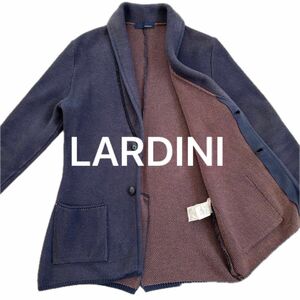 LARDINI 2ボタン ショールカラー織柄編みコットンニットジャケット XS