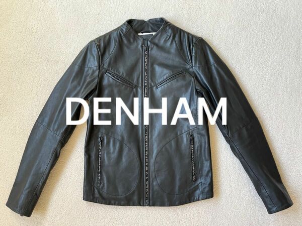 【美品】DENHAM シングルライダースラムレザージャケット (S) ブラック